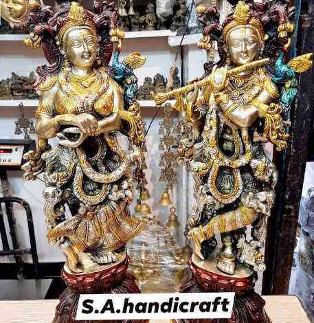 Radha Krishna Brass Statue
