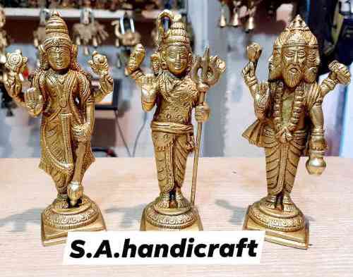 Brahma Vishnu Mahesh Brass Statue