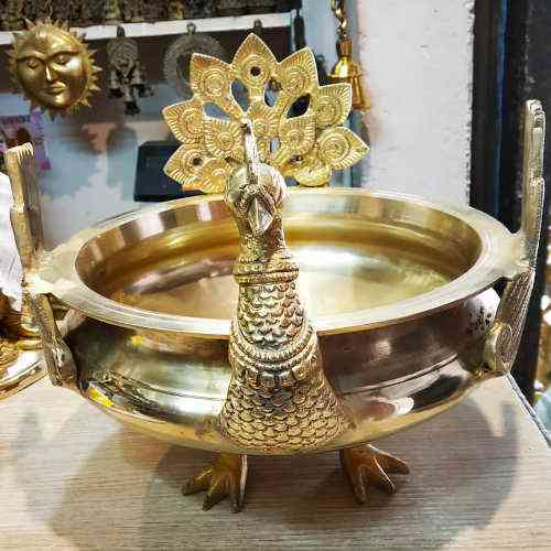 Peacock Shape Brass Urli