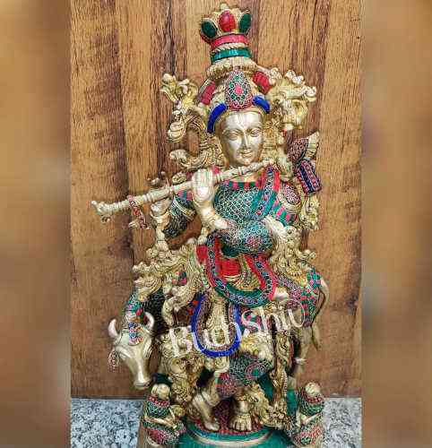 Pure Brass Krishna Statue