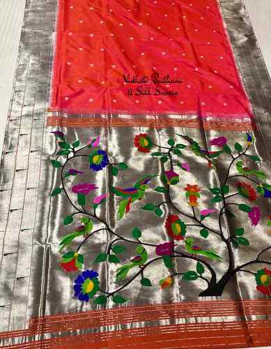 Pure Silk Silver Zari Paithani Saree
