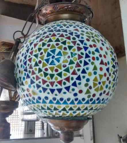 Turkish Multicolour Round Glass Mosaic Hanging Light