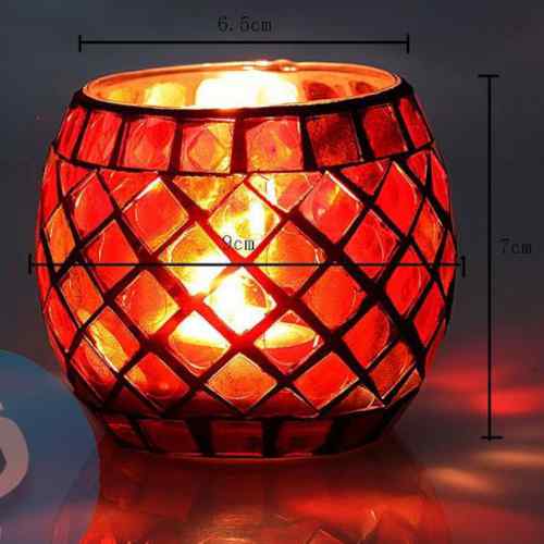 Mosaic Glass Tea Light Votive Candle Holder