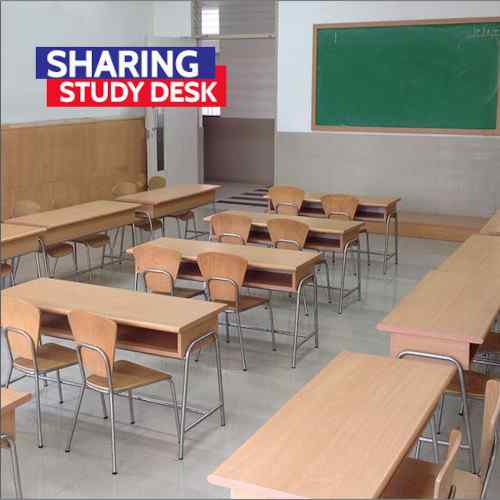 Wooden and SS School Dual Desk and Chairs