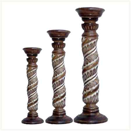 Wooden Pillar Candle Holder