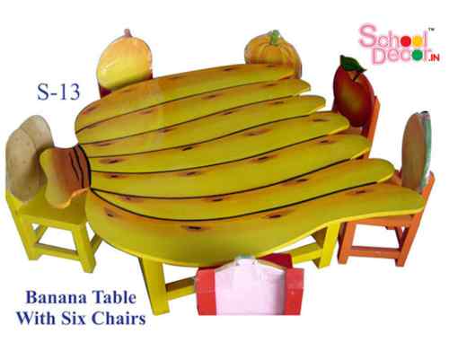 Banana Table and 6 Chairs for Play School