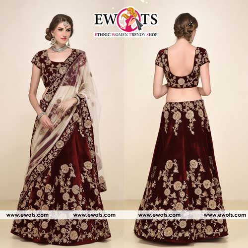 Bridal Lehenga Set With Beige Net Dupatta