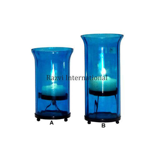 Turquoise Glass Candle Holder