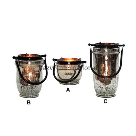 Mercury Glass Hurricane Candle Holder