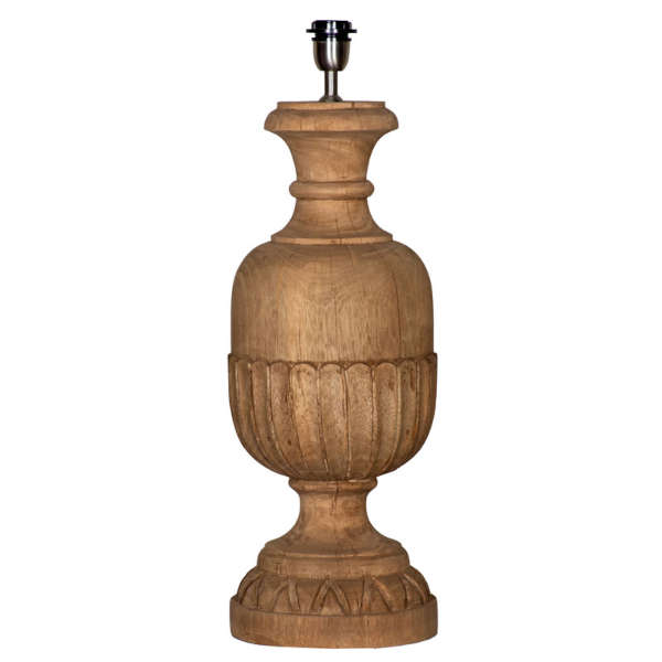 Handcrafted Carved Wood Table Lamp