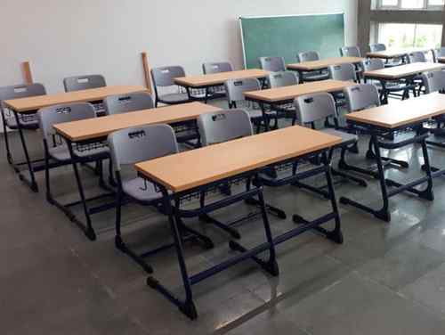 Modern Classroom Dual Desk and Chairs