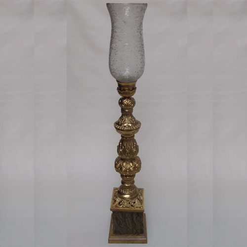 Tall Brass Candle Stand with Glass