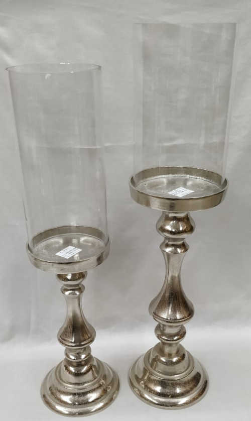 Aluminium & Glass Pillar Candle Stand