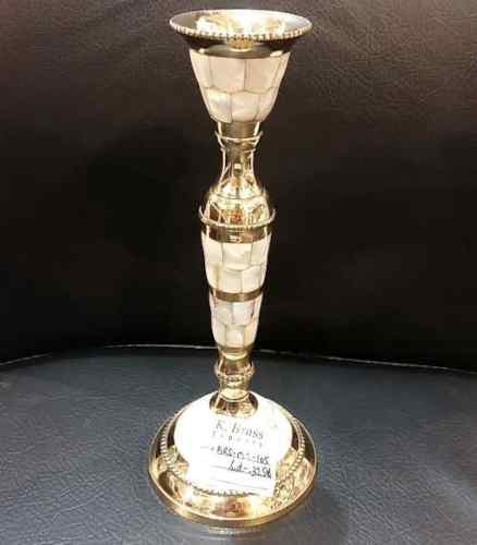 Brass and Shell Studded Candle Holder