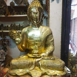 Brass Buddha Statue with Diamond Work