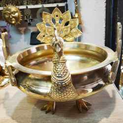 Peacock Shape Brass Urli