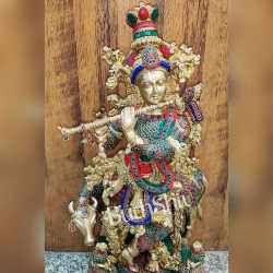 Pure Brass Krishna Statue