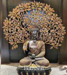 Pure Brass Buddha Statue with Tree in Delhi