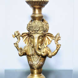 Pure Brass Ganesha Candle Stand