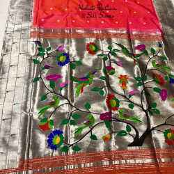 Pure Silk Silver Zari Paithani Saree