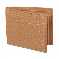 Mens Beige Leather Wallet in 