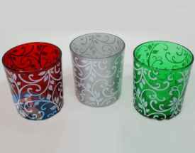 Floral Glass Candle Holder in Firozabad