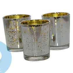Speckled Silver Gold Mercury Glass Votive Candle Holder in Firozabad