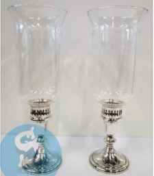 Glass Candle Holder with Metal Base