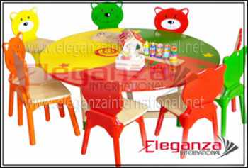 Multi-colour Round Table and Chairs