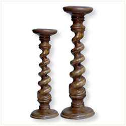 Wooden Pillar Candle Stand