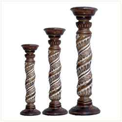 Wooden Pillar Candle Holder