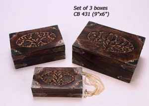 Wooden Boxes - Set of 3 in 