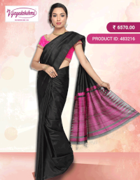 Black Pure silk saree with self-design in Bangalore