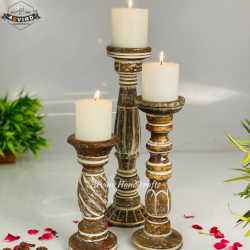 Wooden Candle Holder - Set of 3