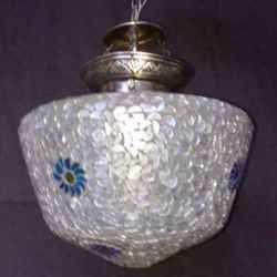 White Glass Mosaic Hanging Light