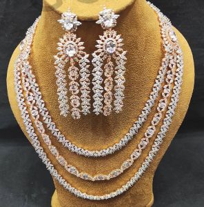 American Diamond Long Necklace with Earrings