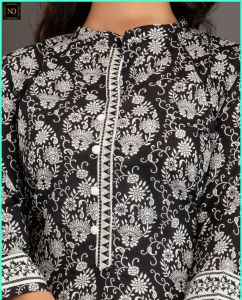Cotton Ladies Suit in Black and White