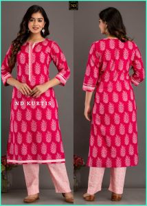 Cotton Ladies Suit Onion Red