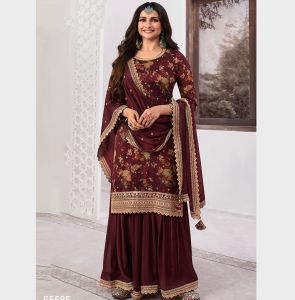 Embroidered Georgette Silk Suit Set