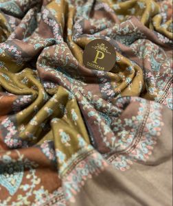 Hand Woven Multicolour Pashmina Shawls with Sozni work