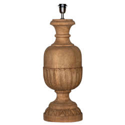 Handcrafted Carved Wood Table Lamp in Jodhpur