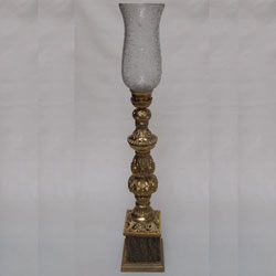 Tall Brass Candle Stand with Glass