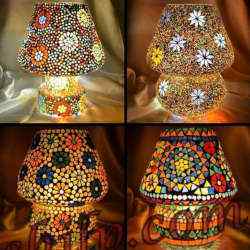 Turkish Multicolour Glass Mosaic Table Lamp in Firozabad